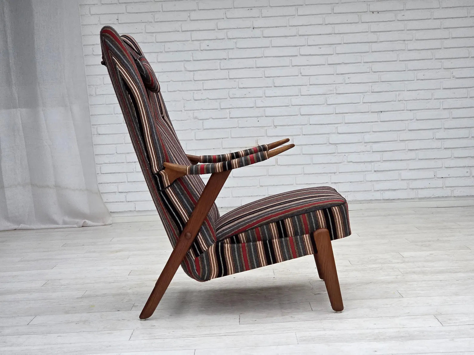 Swedish_High_Back_Armchair_in_Striped_Wool,_1960s,_Sweden
