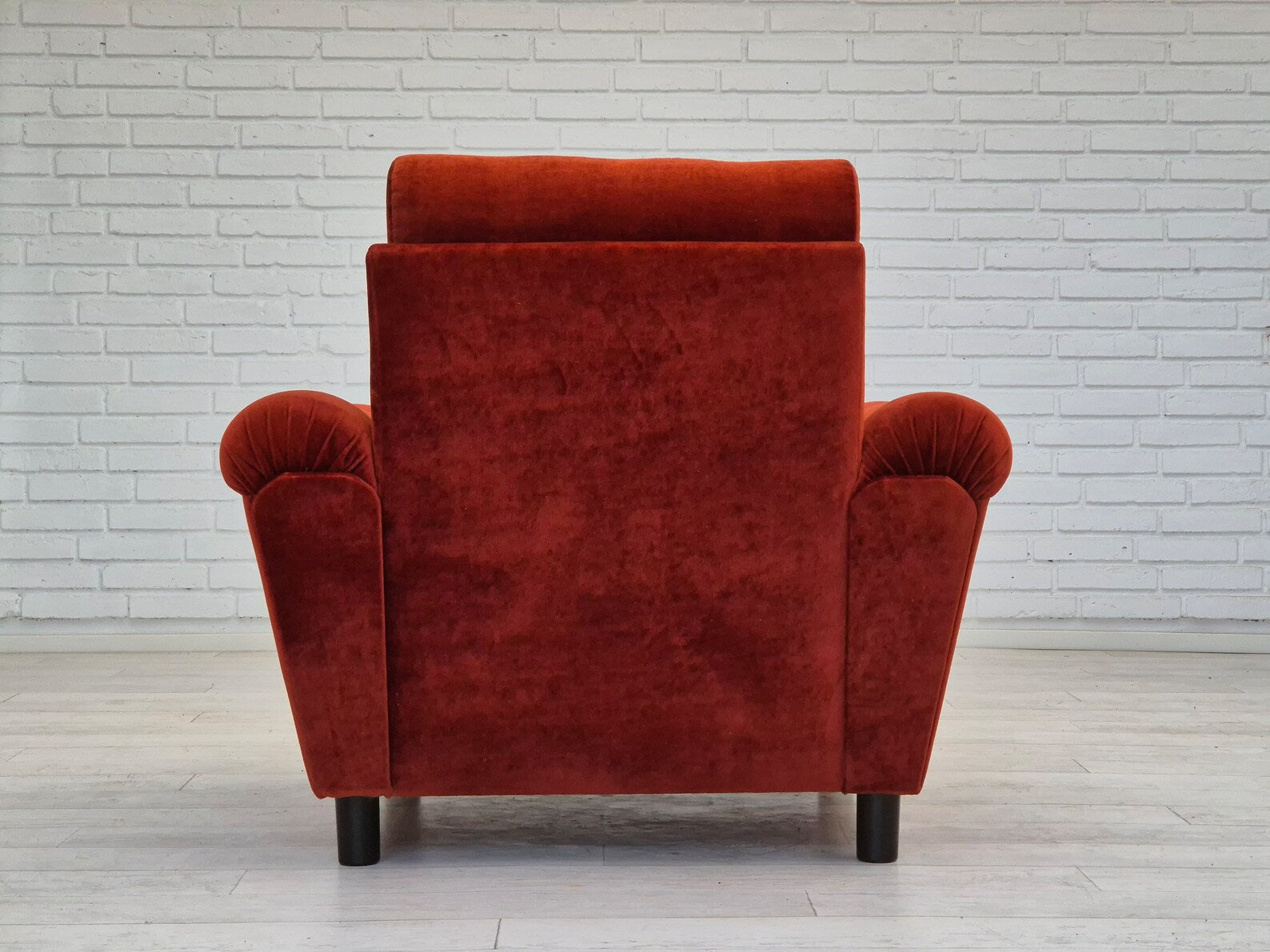 Armchair,_Red_Velour_Upholstery,_1980s_Denmark