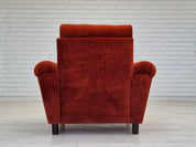 Armchair,_Red_Velour_Upholstery,_1980s_Denmark
