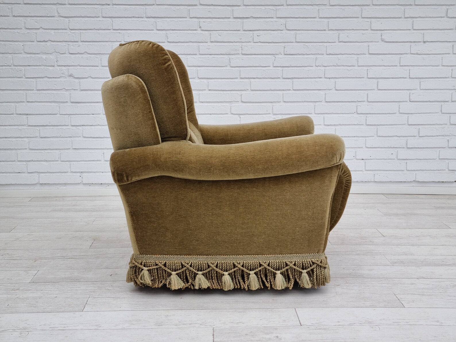 Armchair,_Velour_Upholstery_&_Brass_Springs,_1970s_Denmark