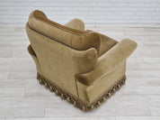 Armchair,_Velour_Upholstery_&_Brass_Springs,_1970s_Denmark