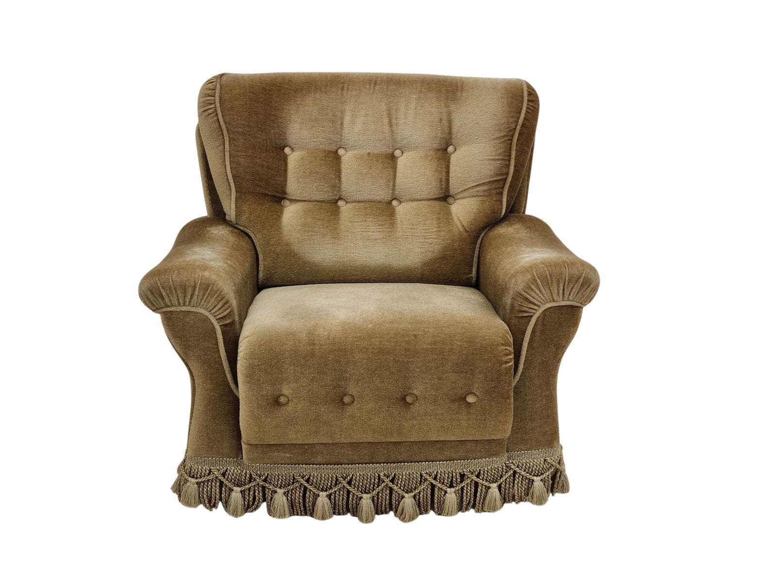 Armchair,_Velour_Upholstery_&_Brass_Springs,_1970s_Denmark