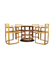 Art_Deco_Dining_Set_in_Fruitwood_with_Oval_Pedestal_Table_and_6_Chairs,_Netherlands_1980s