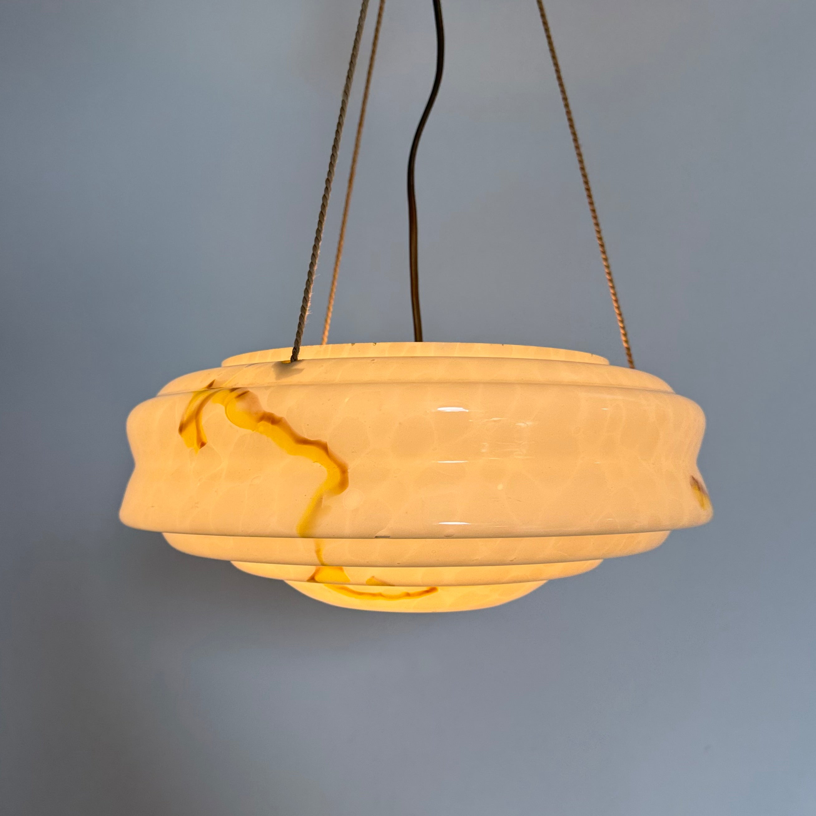 Art_Deco_Glass_Hanging_Lamp_with_Brass_and_Rope_Suspension,_1950s