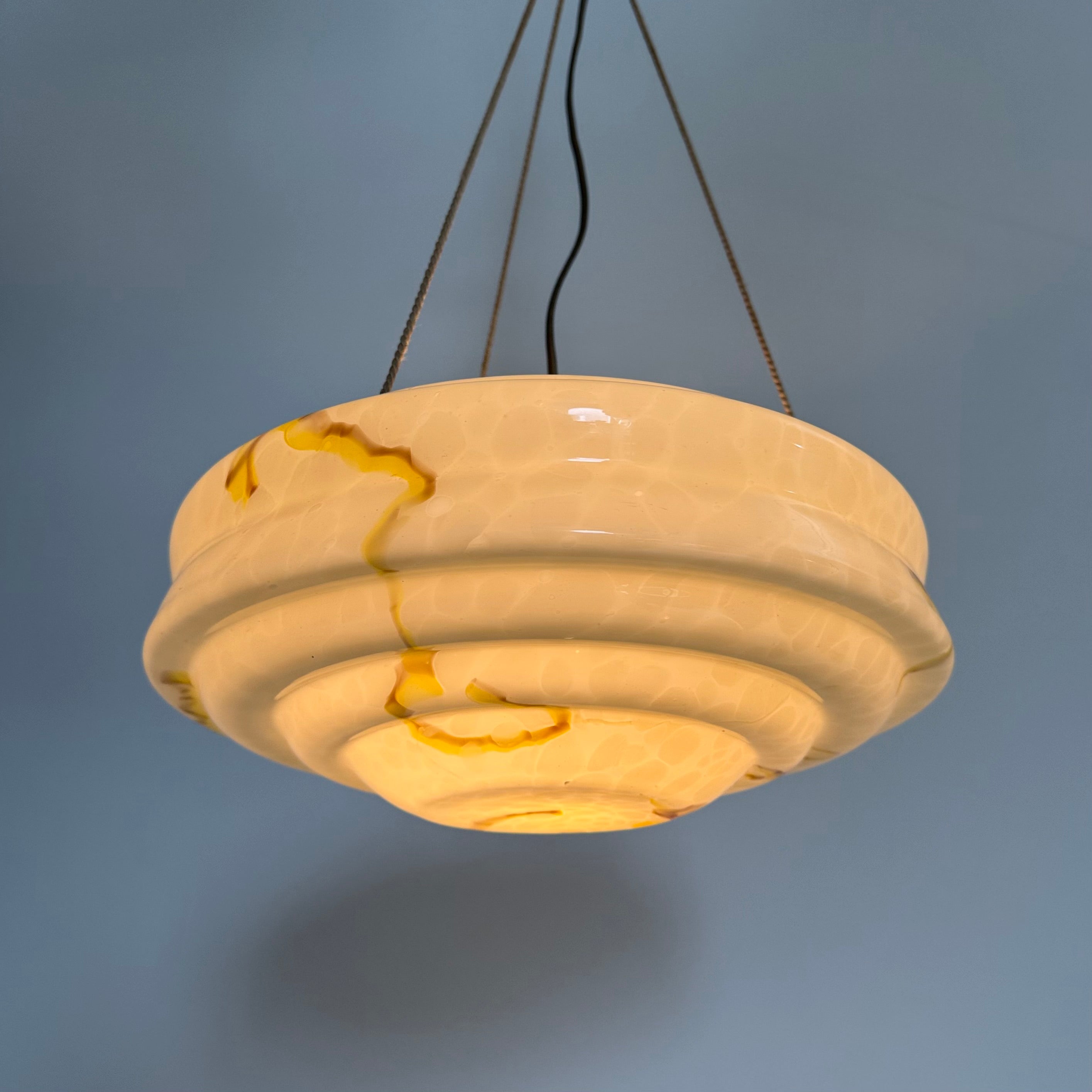 Art_Deco_Glass_Hanging_Lamp_with_Brass_and_Rope_Suspension,_1950s