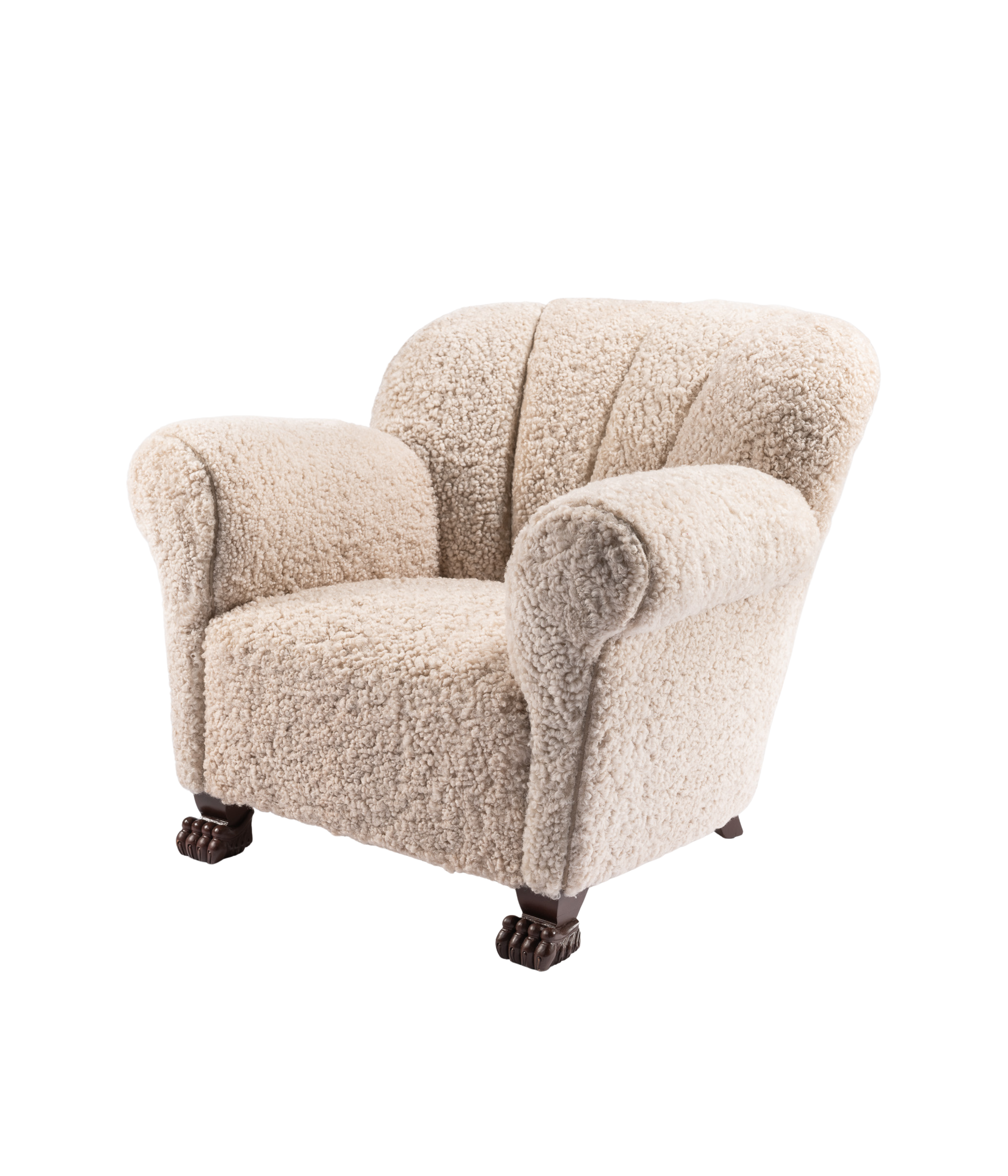 Art_Deco_Lounge_Chair_with_Lion_Claw_Legs_in_Shearling,_1930s