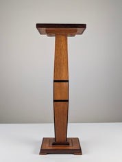 Art_Deco_Pedestal_Column_in_Oak,_Inlaid_Wood_and_Ebonized_Details,_Europe,_1920s