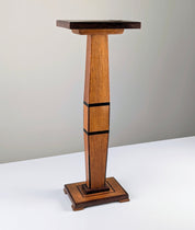 Art_Deco_Pedestal_Column_in_Oak,_Inlaid_Wood_and_Ebonized_Details,_Europe,_1920s