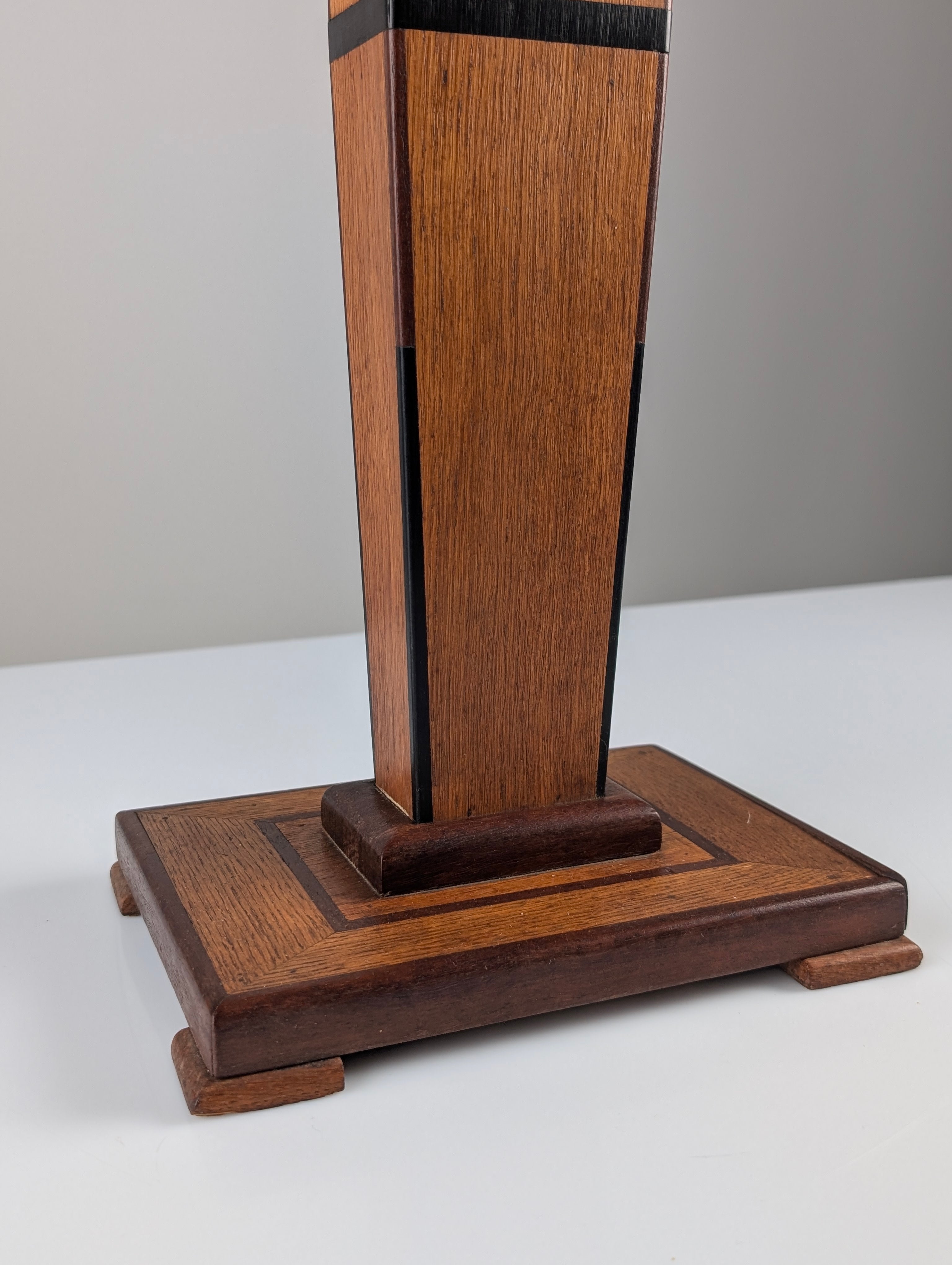Art_Deco_Pedestal_Column_in_Oak,_Inlaid_Wood_and_Ebonized_Details,_Europe,_1920s