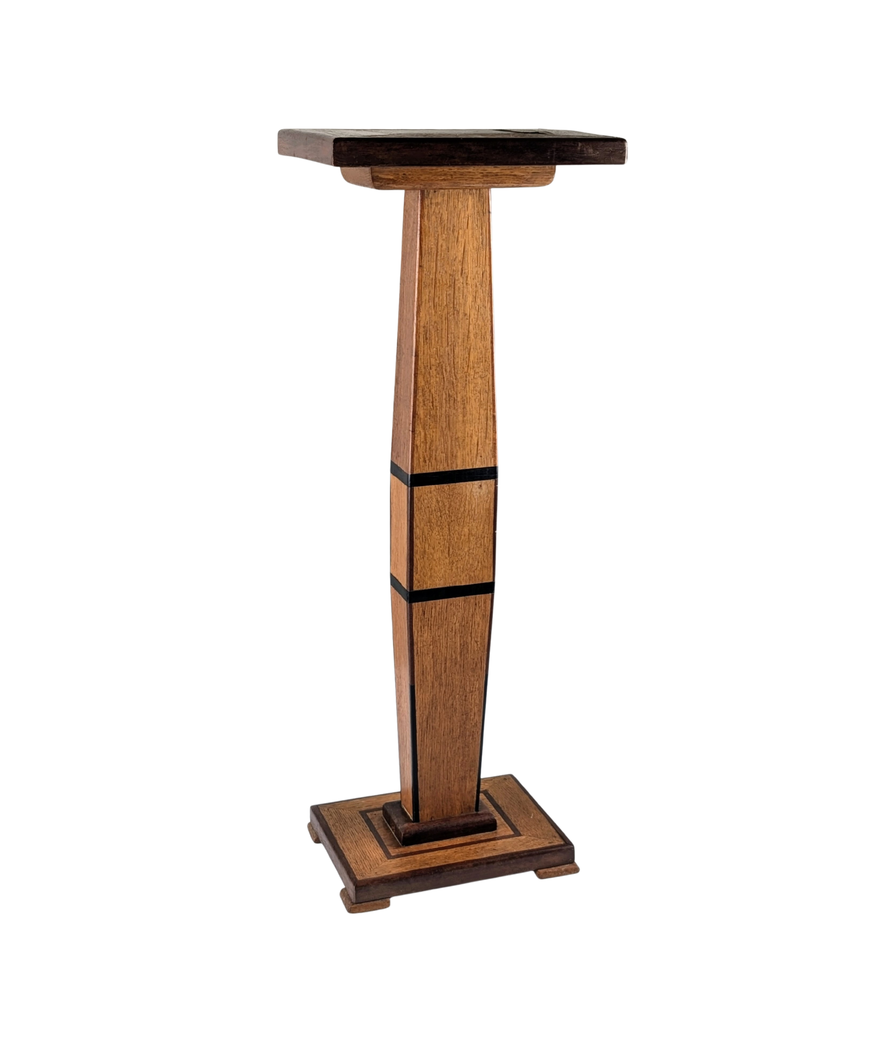 Art_Deco_Pedestal_Column_in_Oak,_Inlaid_Wood_and_Ebonized_Details,_Europe,_1920s