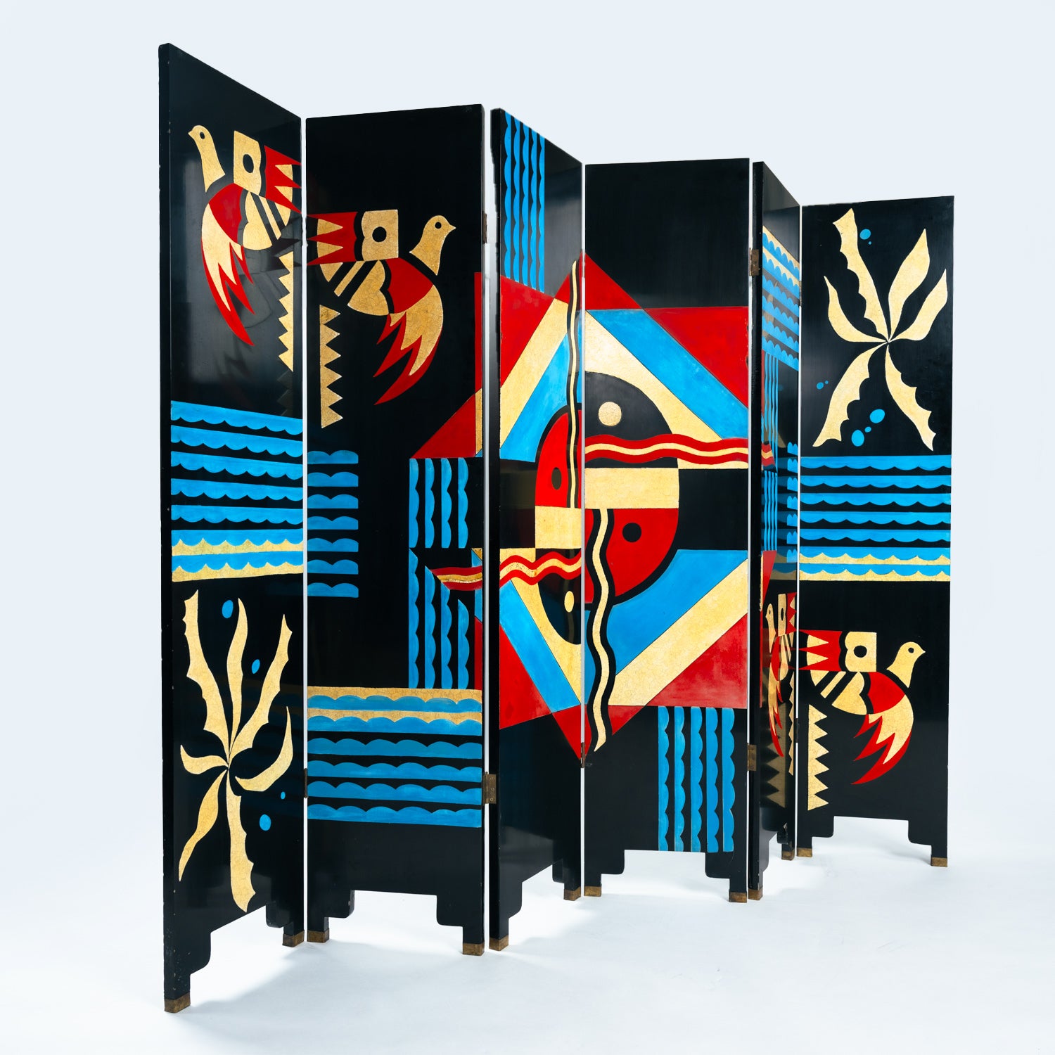 Art_Deco_Six-Piece_Room_Divider_Screen_with_Hand-Painted_Birds,_1970