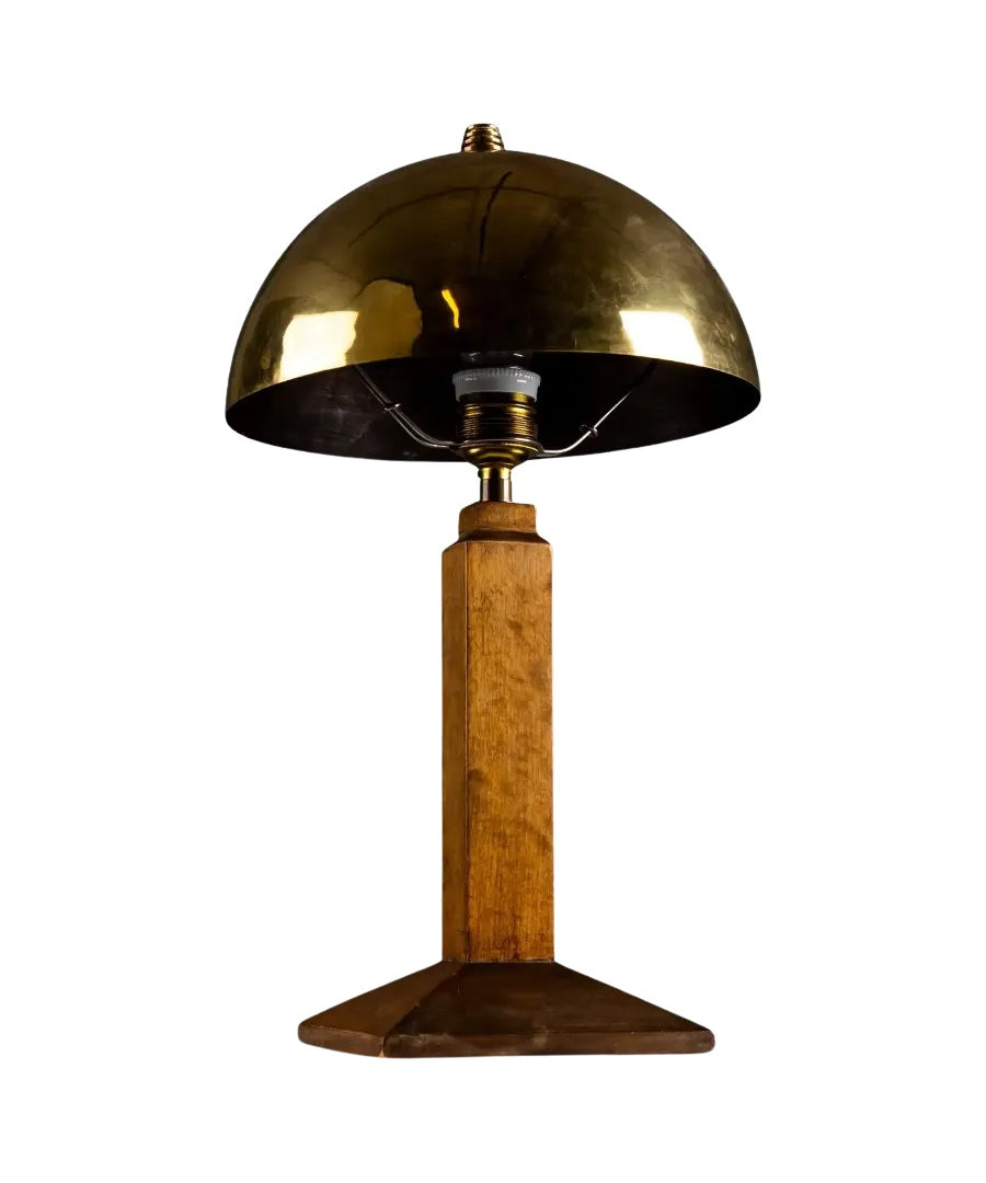 Art_Deco_Wooden_Table_Lamp_with_Brass_Shade,_1930s