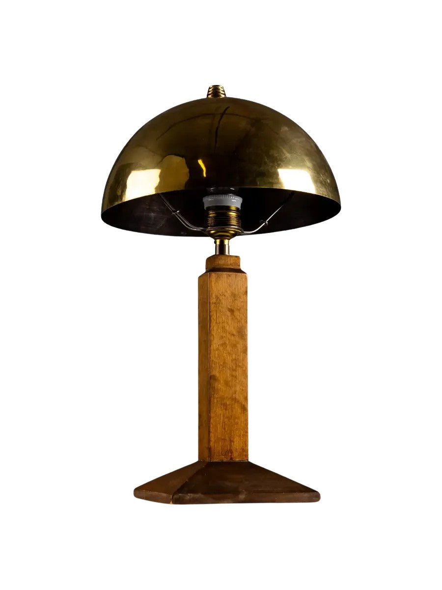 Art_Deco_Wooden_Table_Lamp_with_Brass_Shade,_1930s