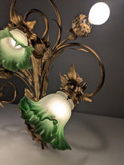 Art_Nouveau_Chestnut_Leaf_and_Green_Glass_Sconce,_1900s