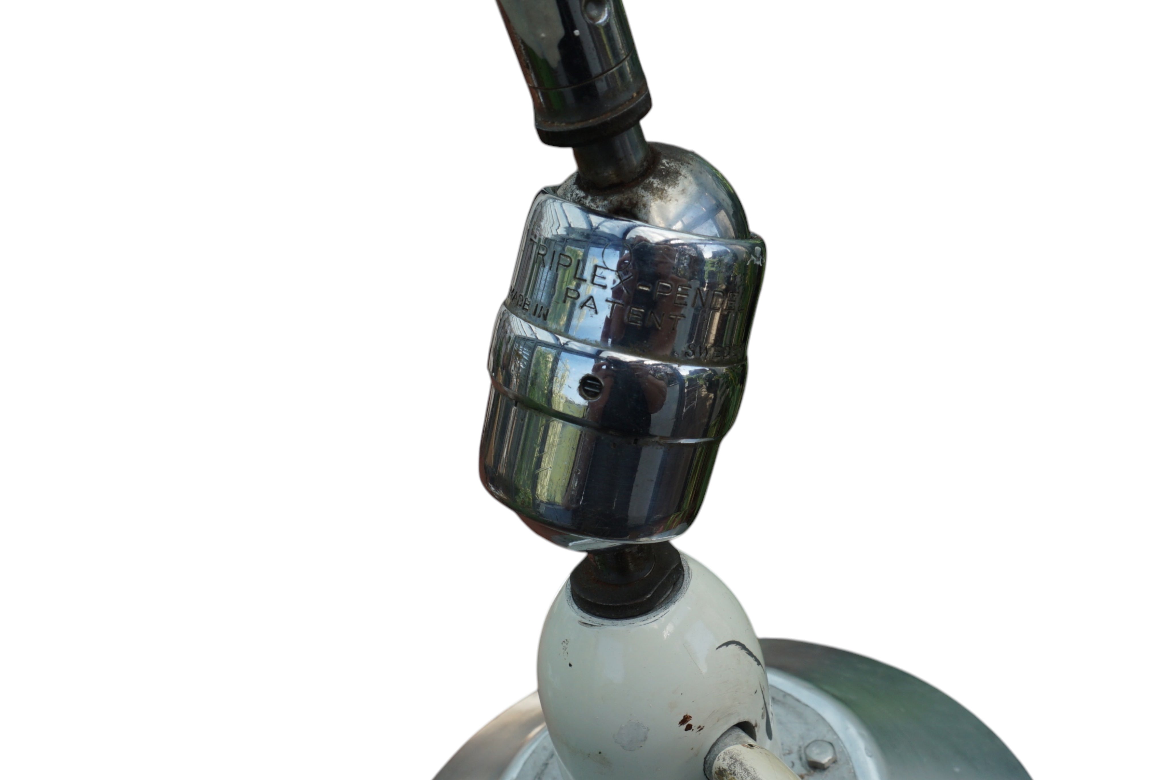 Triplex_Pendulum_Clamp_Lamp_by_Johan_Petter_Johansson_with_Midgard_R2_Shade,_Swedish_Industrial_Wall_Lamp,_1920s