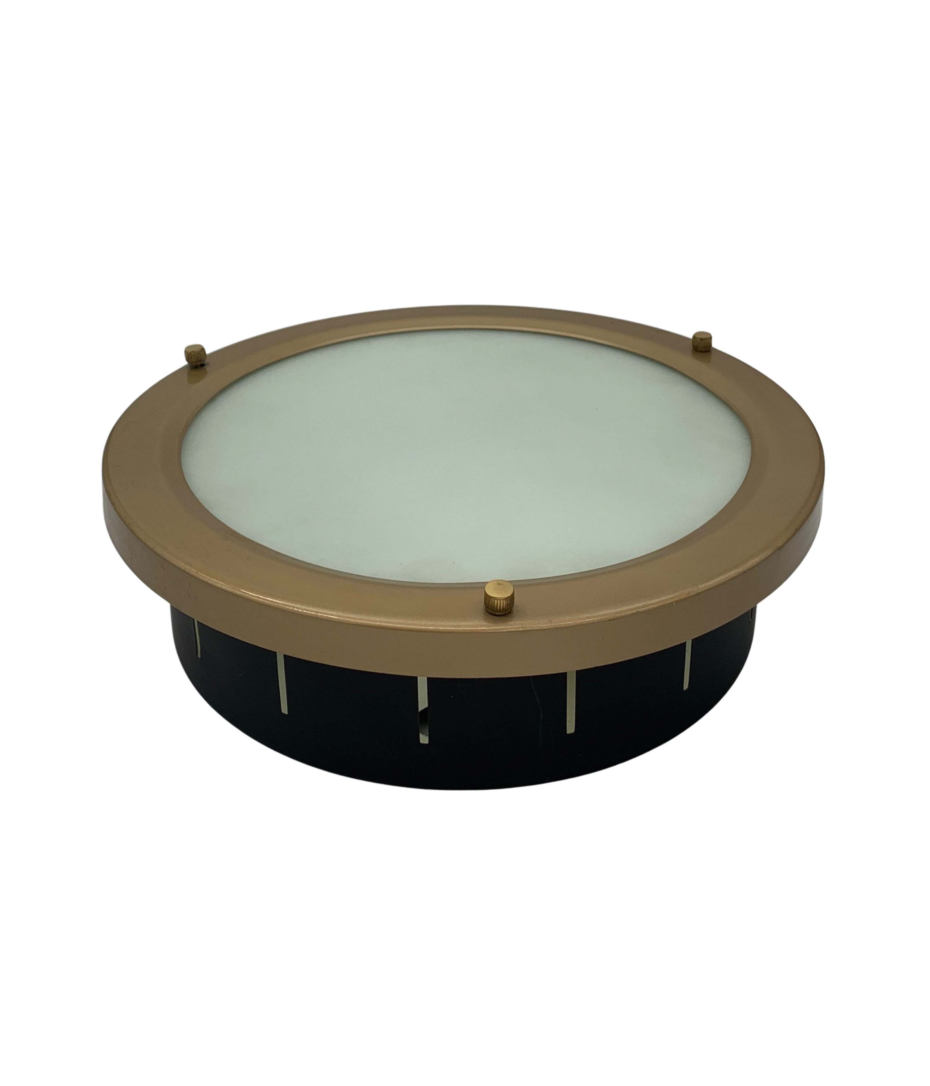 Attributed_to_Stilnovo_Circular_Ceiling_or_Wall_Lamp_in_Brass_and_Opaline_Glass,_Italy