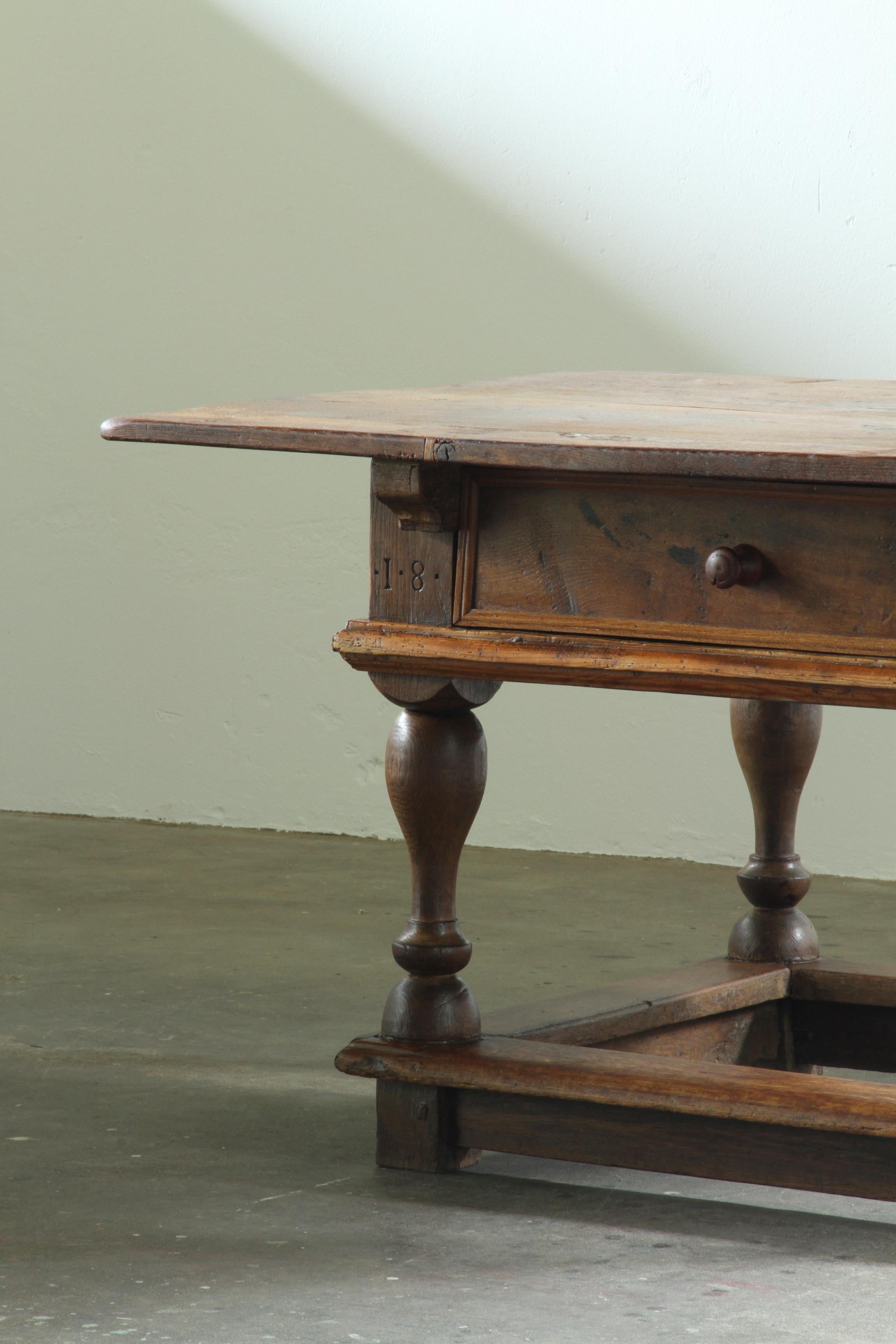 Antique_Solid_Oak_Farmhouse_Tavern_Table_with_Baroque_Details_and_Drawer