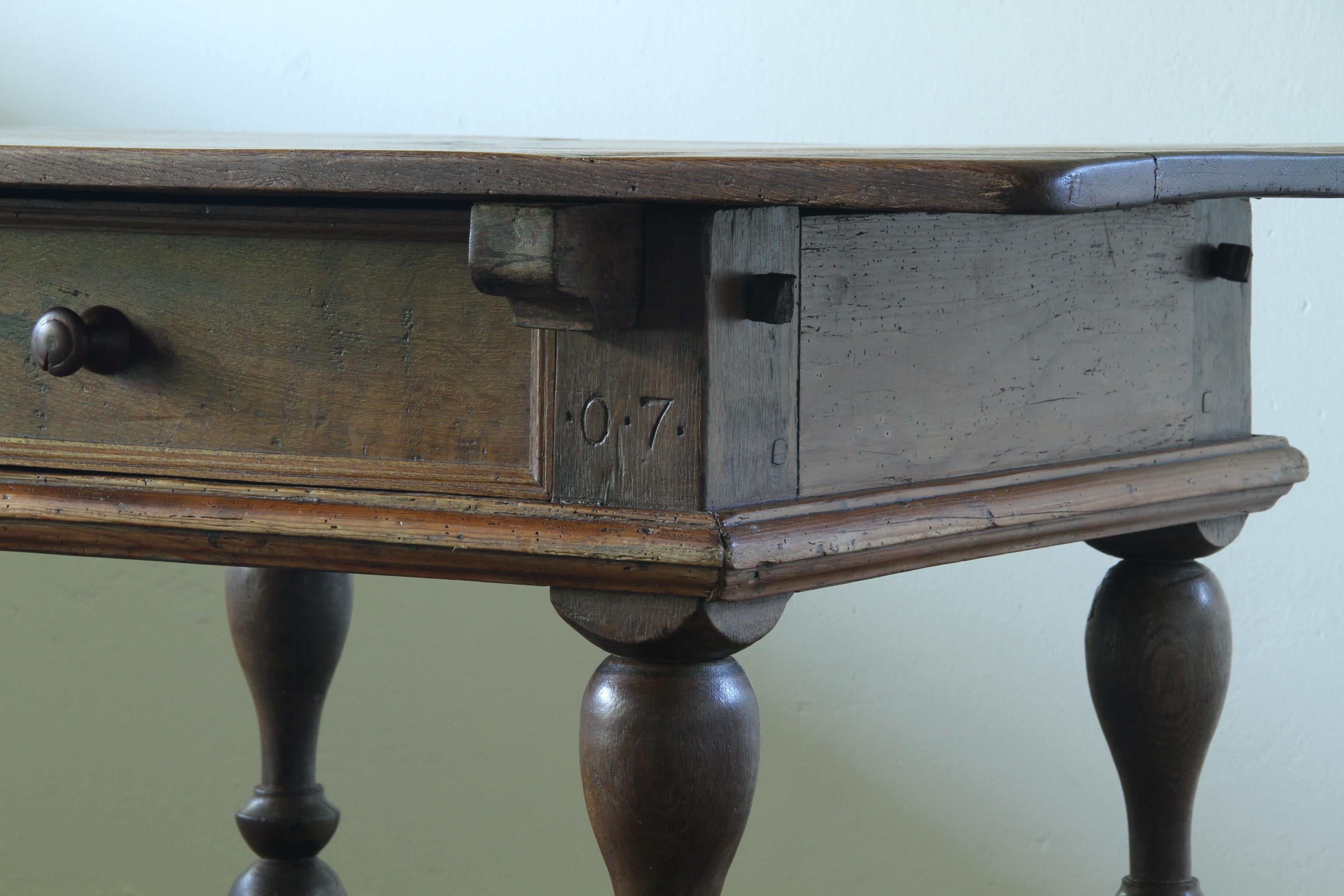 Antique_Solid_Oak_Farmhouse_Tavern_Table_with_Baroque_Details_and_Drawer