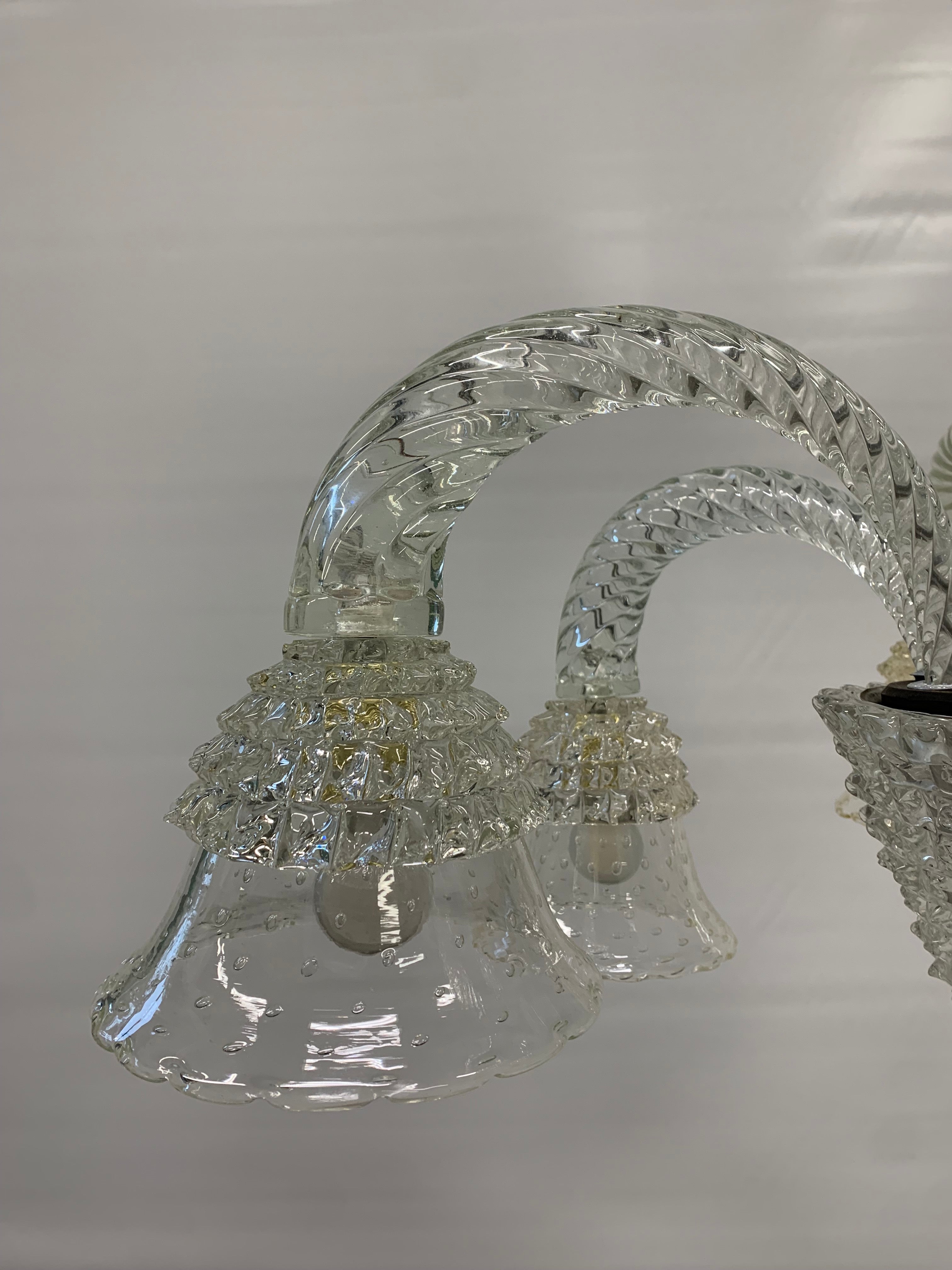 Barovier_&_Toso_Attributed_Murano_Glass_6_Light_Chandelier,_Rostrato_Glass,_Italy,_1950s