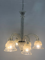 Barovier_&_Toso_Attributed_Murano_Glass_6_Light_Chandelier,_Rostrato_Glass,_Italy,_1950s