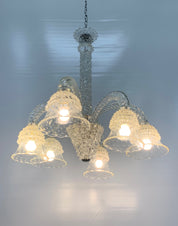 Barovier_&_Toso_Attributed_Murano_Glass_6_Light_Chandelier,_Rostrato_Glass,_Italy,_1950s
