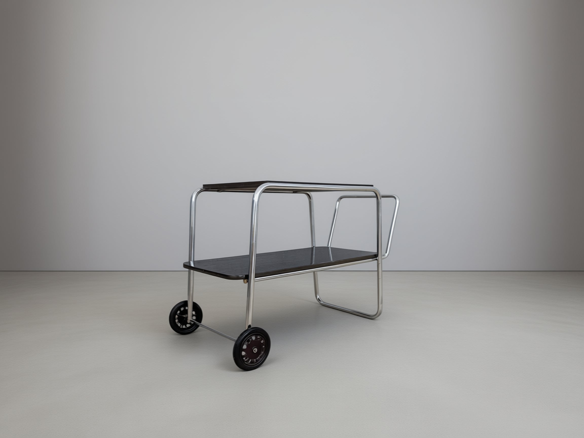 Bauhaus_tubular_steel_serving_cart_by_Robert_Slezák,_1930s