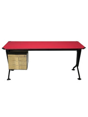 BBPR_Olivetti_Desk_in_Metal_with_Red_Leather_1950s_Italy