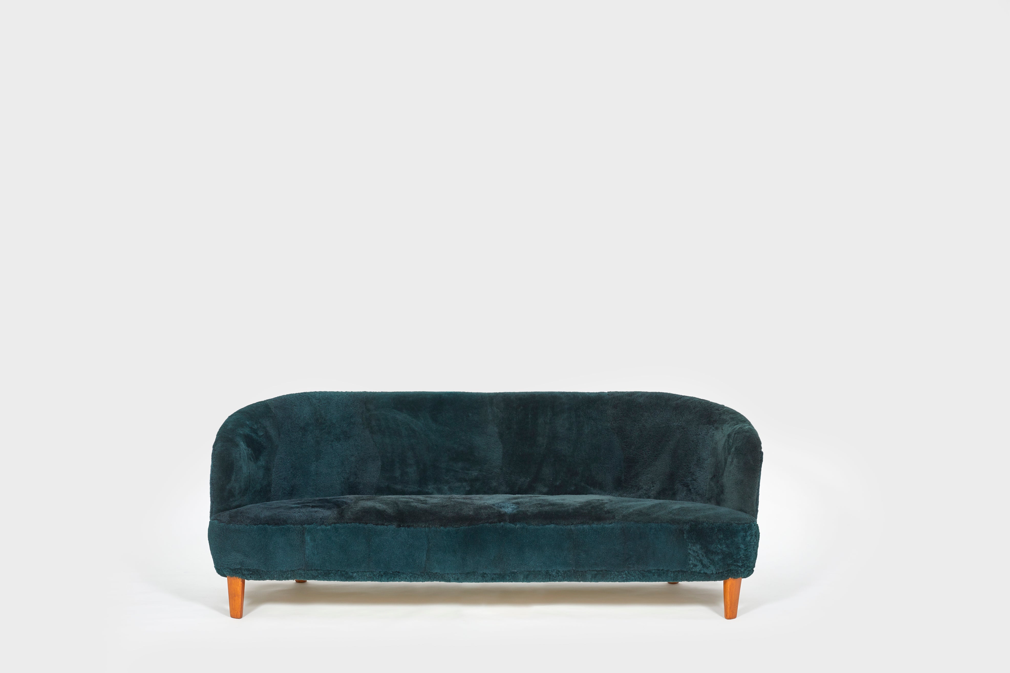 Carl_Malmsten_Berlin_Sofa_in_Deep_Green_Upholstery,_Sweden_Mid_Century