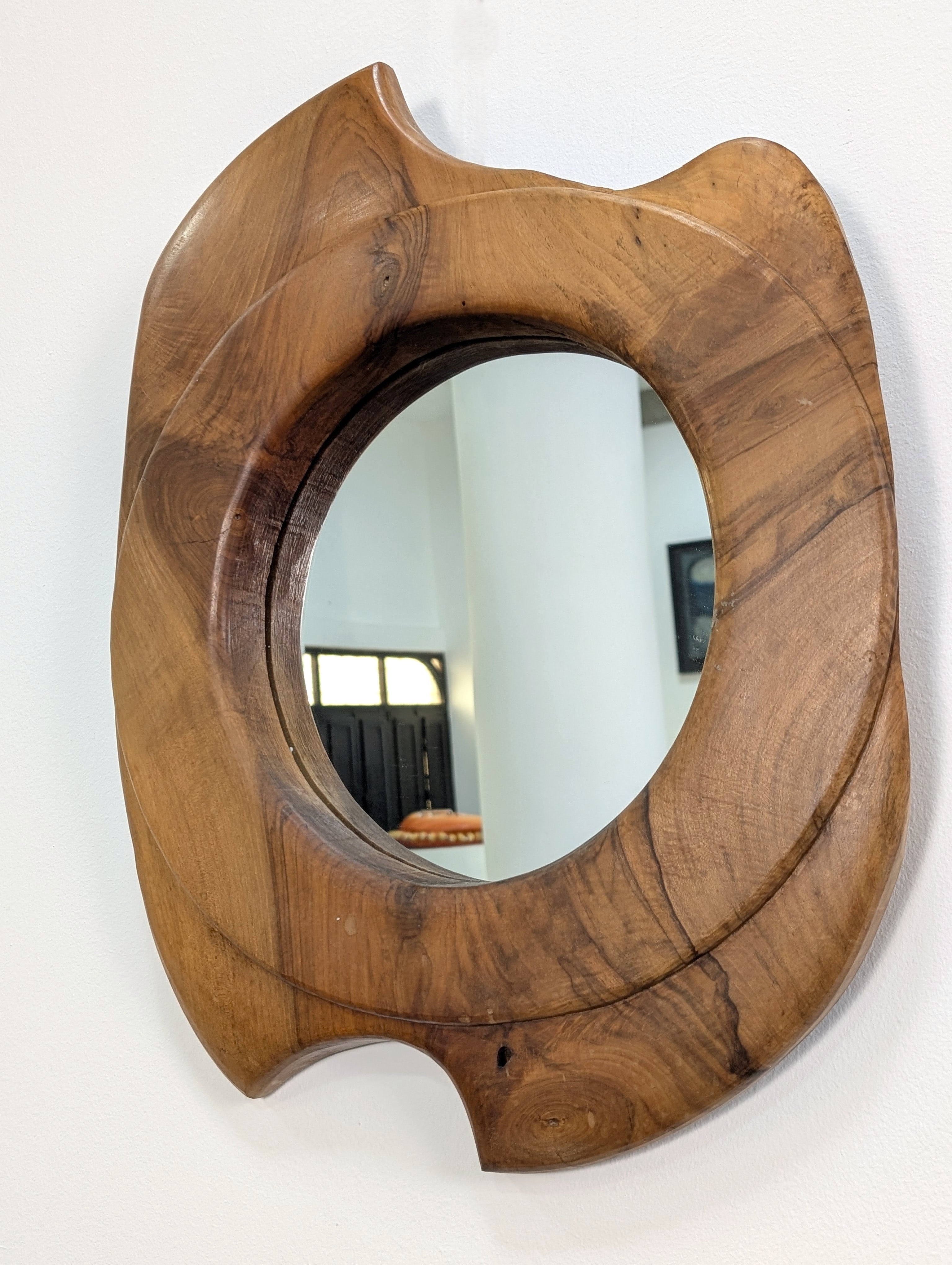 Biomorphic_Wall_Mirror_in_Solid_Walnut,_Organic_Design,_France,_1960s