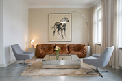 1970s_Swivel_Shell_Armchair_in_Light_Blue_and_Terracotta_Fabric_with_Chrome_Base