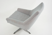 1970s_Swivel_Shell_Armchair_in_Light_Blue_and_Terracotta_Fabric_with_Chrome_Base