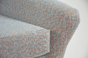 1970s_Swivel_Shell_Armchair_in_Light_Blue_and_Terracotta_Fabric_with_Chrome_Base