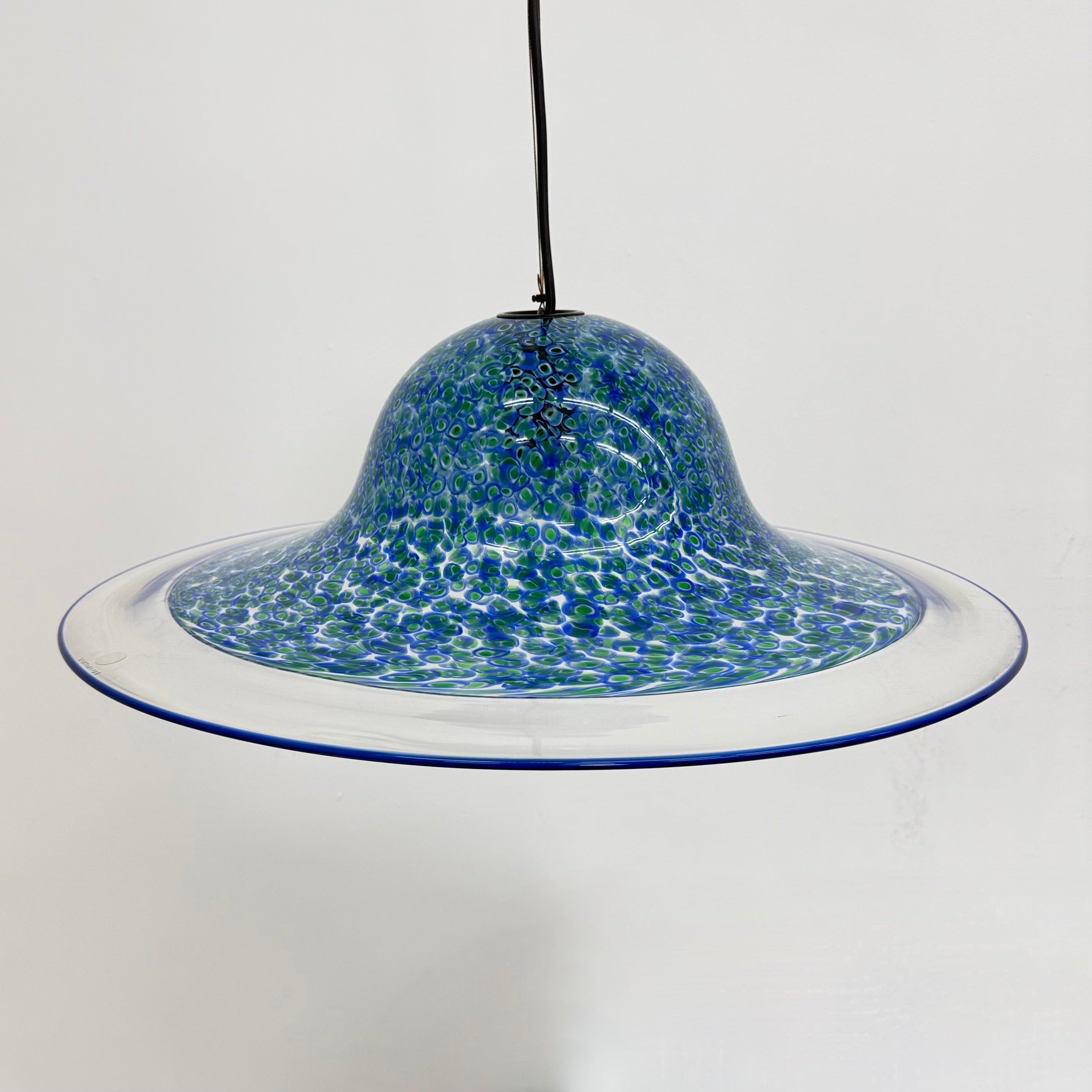 Gae_Aulenti_“Neverrino”_Blue_Murano_Glass_Pendant_Lamp_for_Vistosi,_1970s