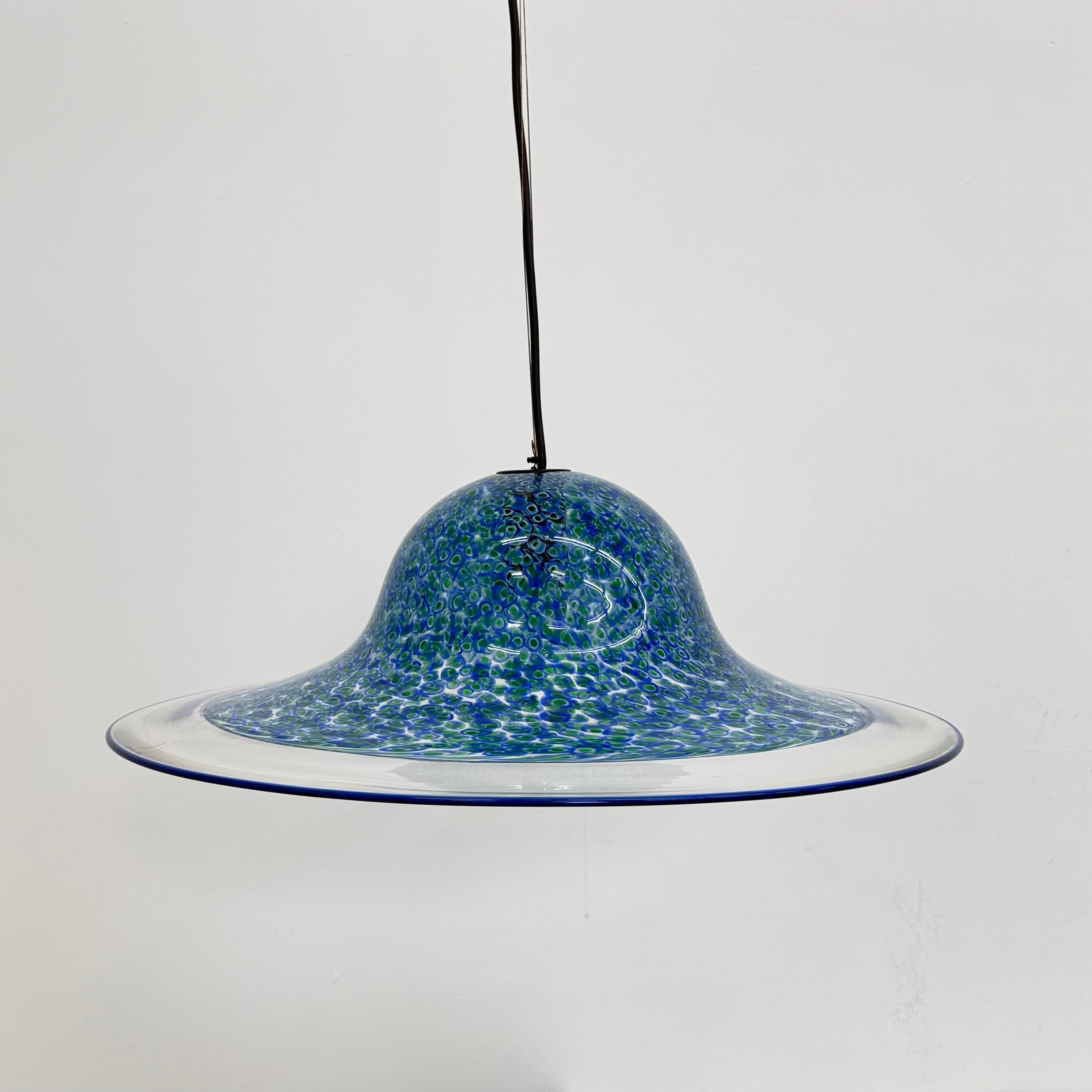 Gae_Aulenti_“Neverrino”_Blue_Murano_Glass_Pendant_Lamp_for_Vistosi,_1970s