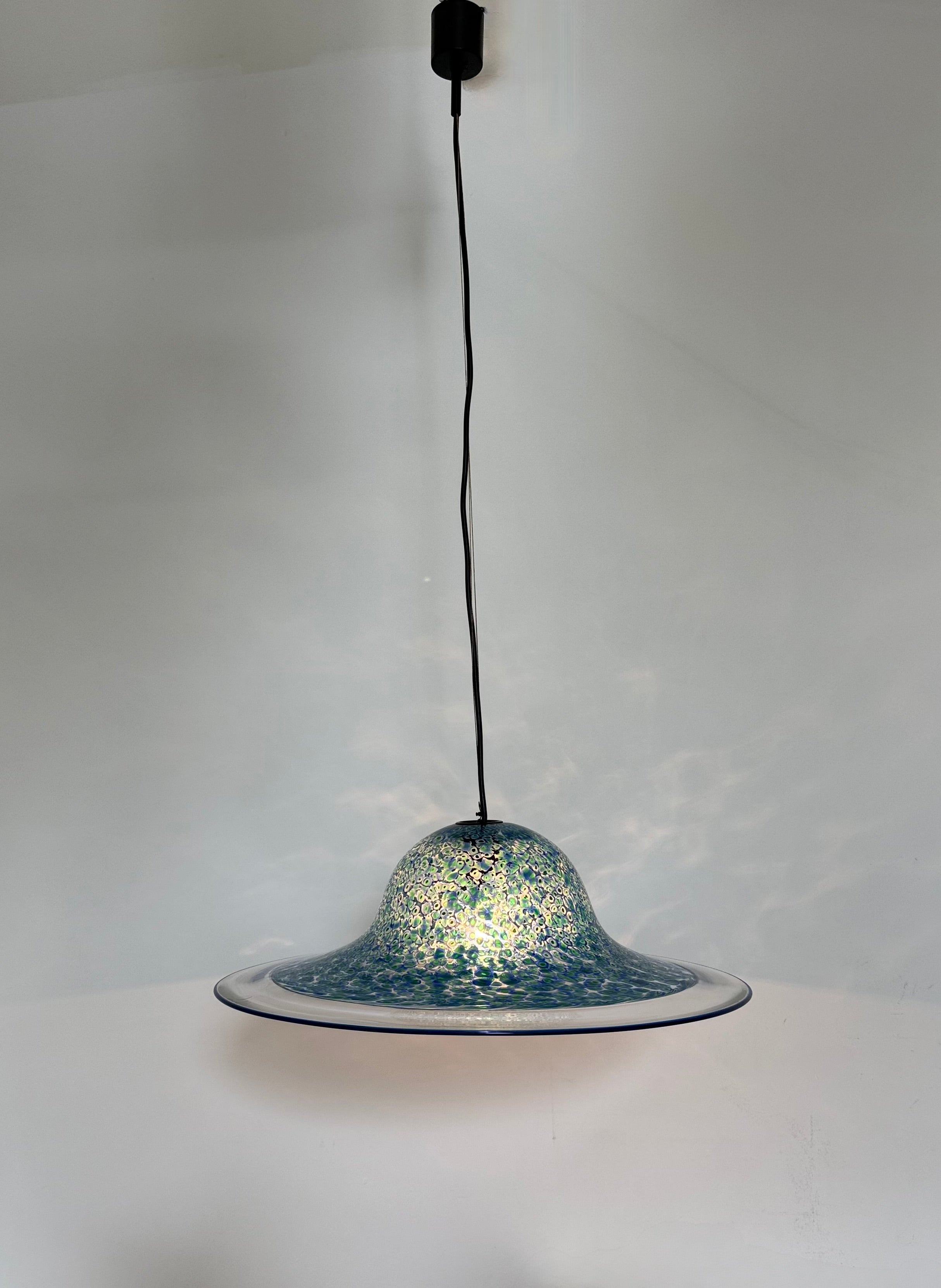 Gae_Aulenti_“Neverrino”_Blue_Murano_Glass_Pendant_Lamp_for_Vistosi,_1970s