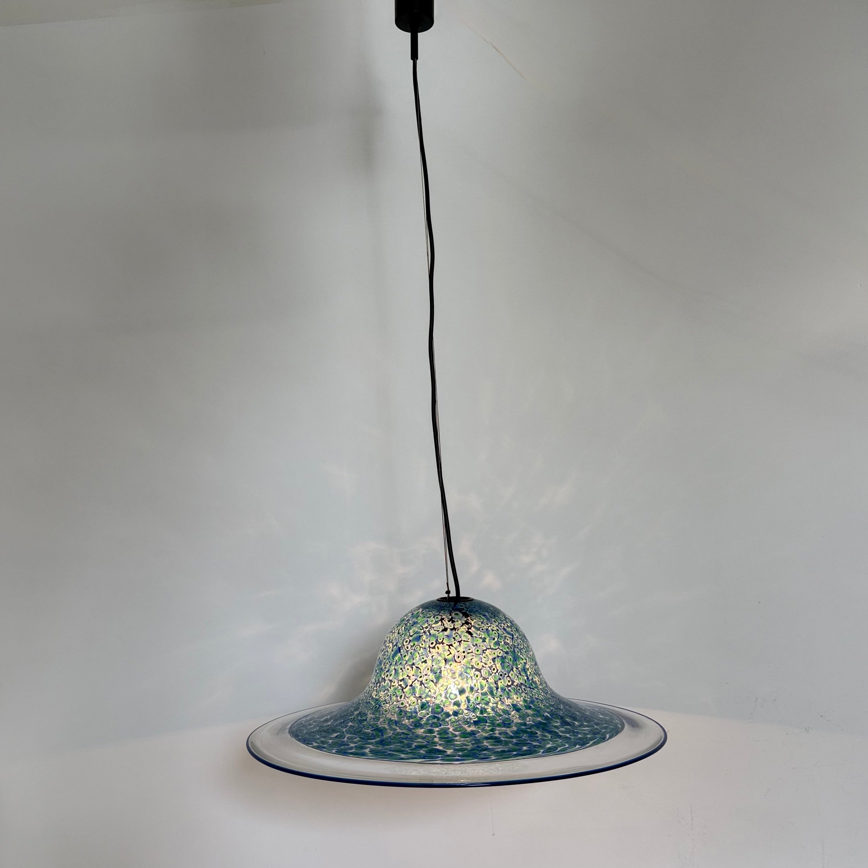 Gae_Aulenti_“Neverrino”_Blue_Murano_Glass_Pendant_Lamp_for_Vistosi,_1970s