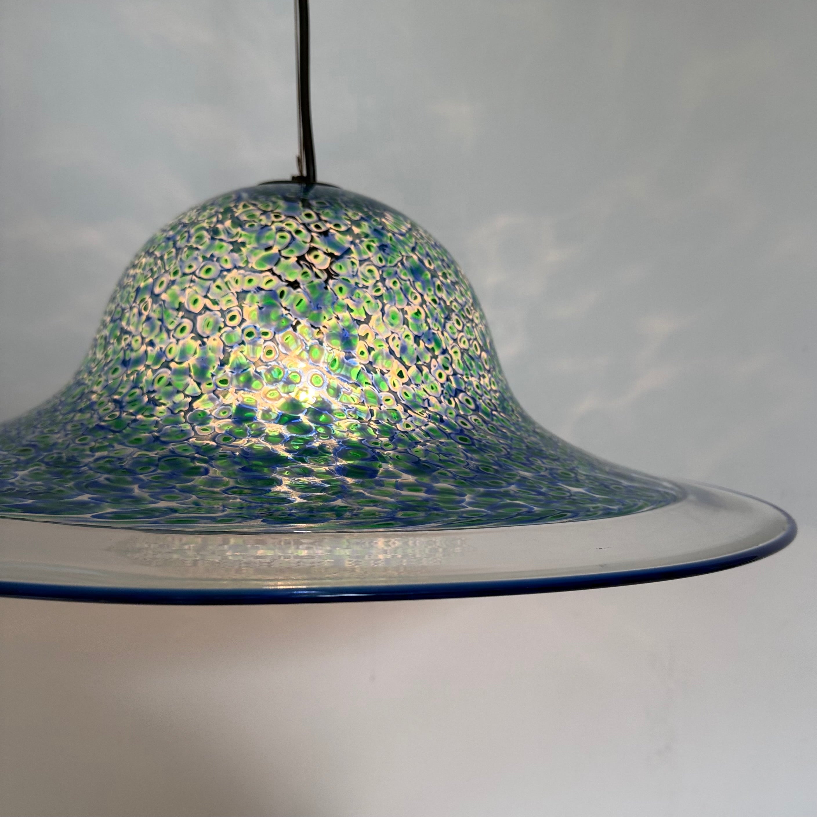 Gae_Aulenti_“Neverrino”_Blue_Murano_Glass_Pendant_Lamp_for_Vistosi,_1970s