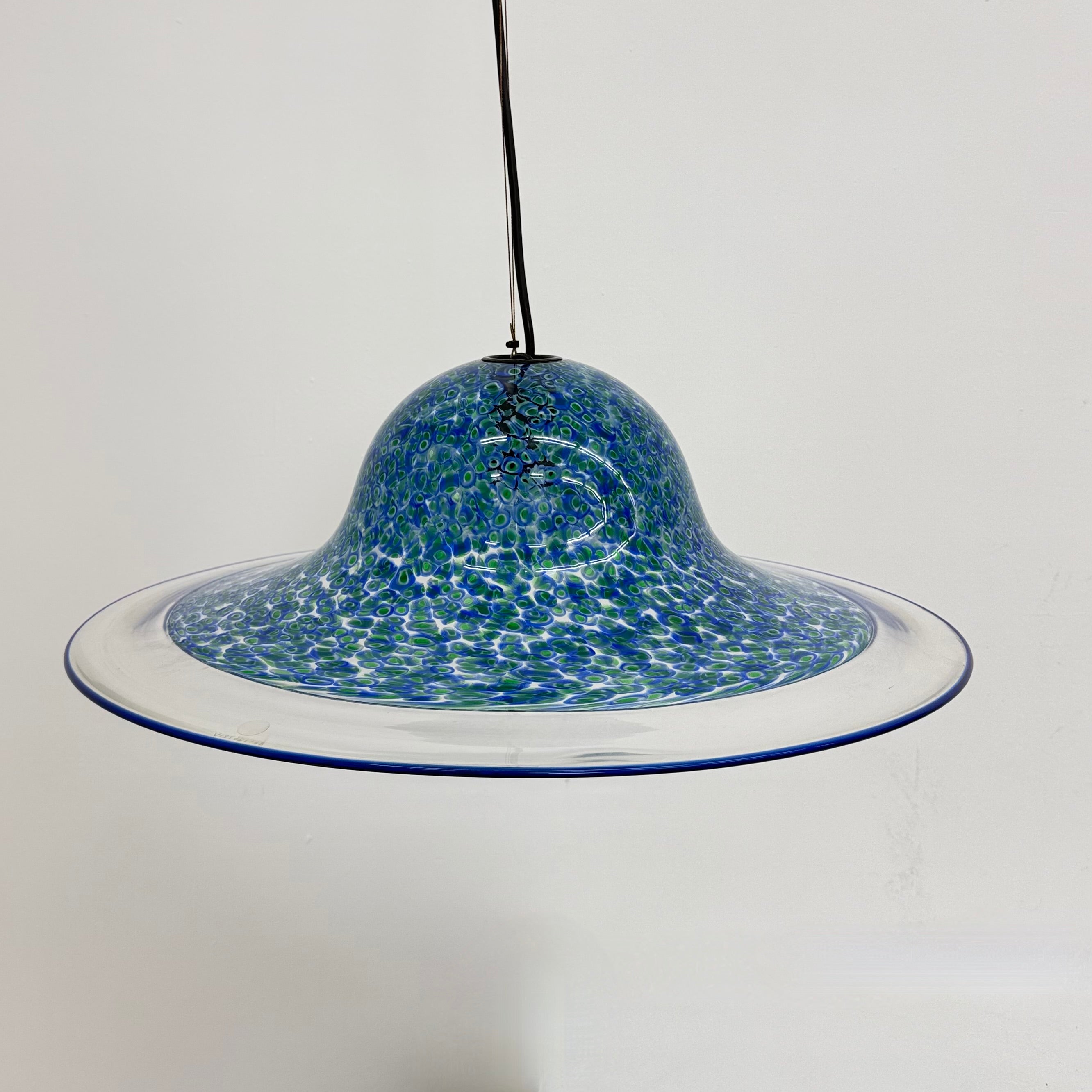 Gae_Aulenti_“Neverrino”_Blue_Murano_Glass_Pendant_Lamp_for_Vistosi,_1970s