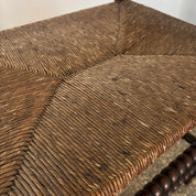 Dutch_Bobbin_Turned_Wood_Stool_or_Small_Bench_with_Rush_Seat,_Early_20th_Century
