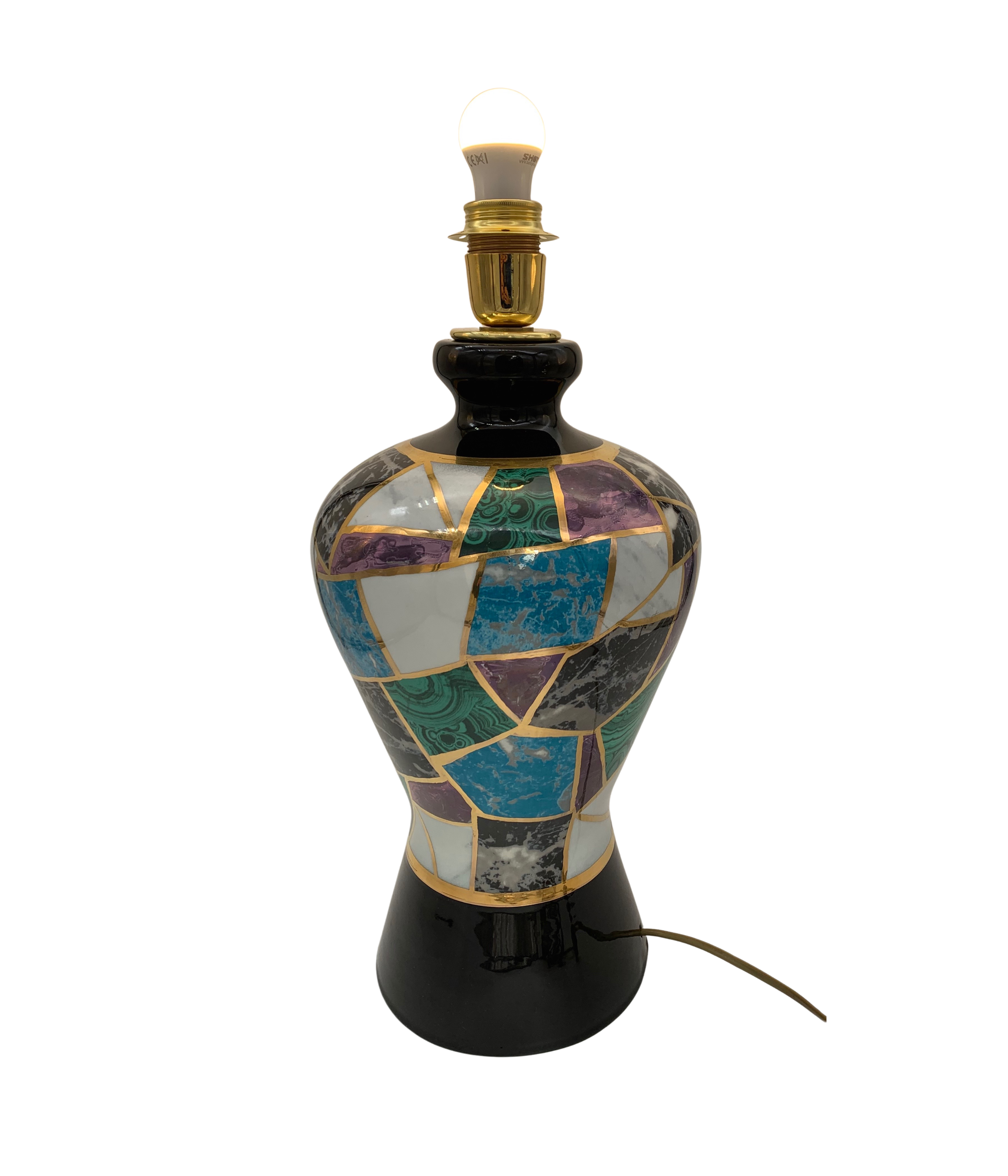Boni_Ceramic_Table_Lamp,_Handcrafted_Glazed_Vase_Lamp,_Italian_Postmodern_Design,_1980s