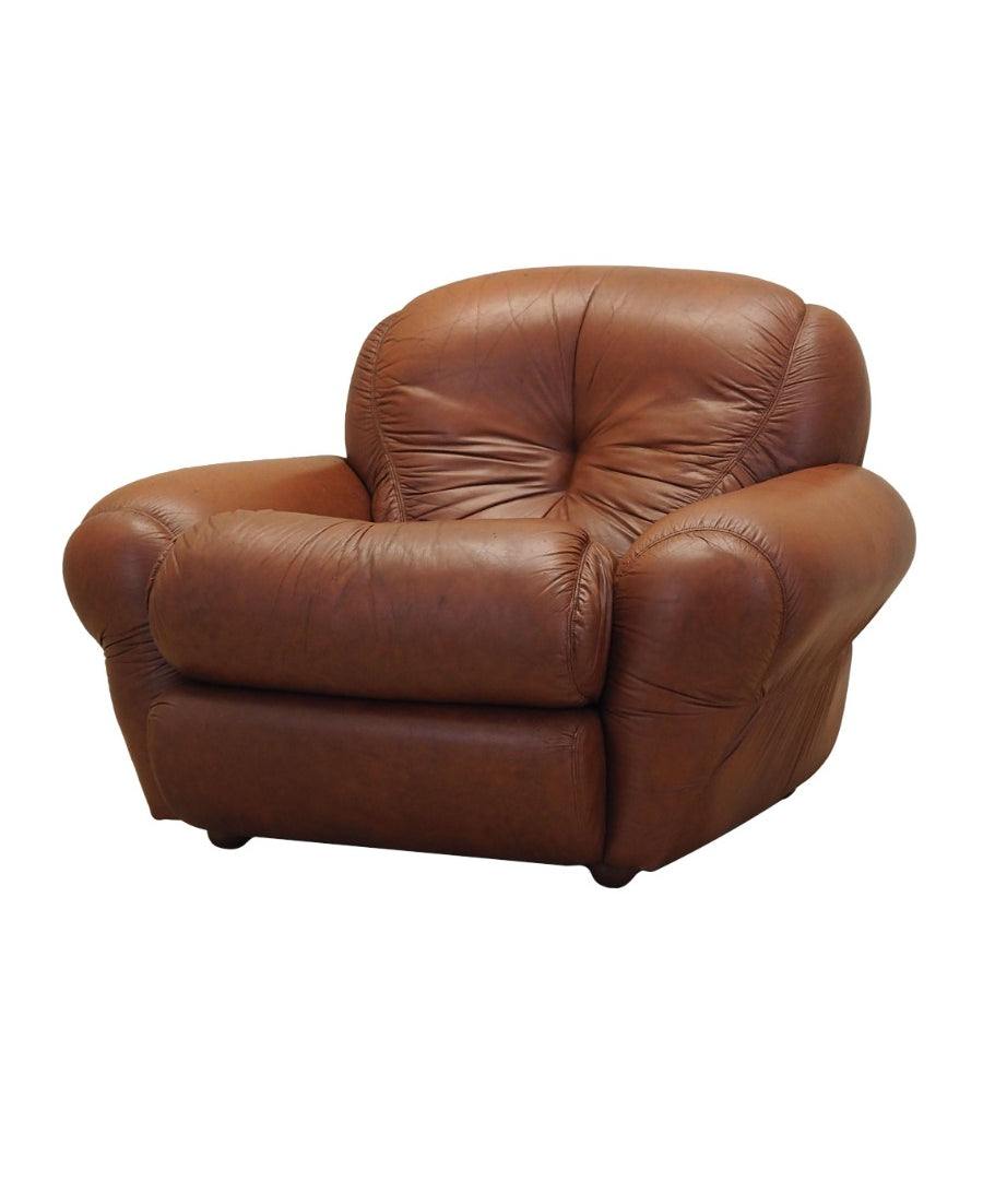Brown_Armchair,_Original_Leather,_1970s,_Italy