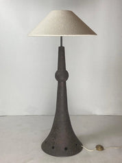 Brutalist_Ceramic_Floor_Lamp_with_Bouclé_Shade,_1960s,_Netherlands