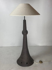 Brutalist_Ceramic_Floor_Lamp_with_Bouclé_Shade,_1960s,_Netherlands