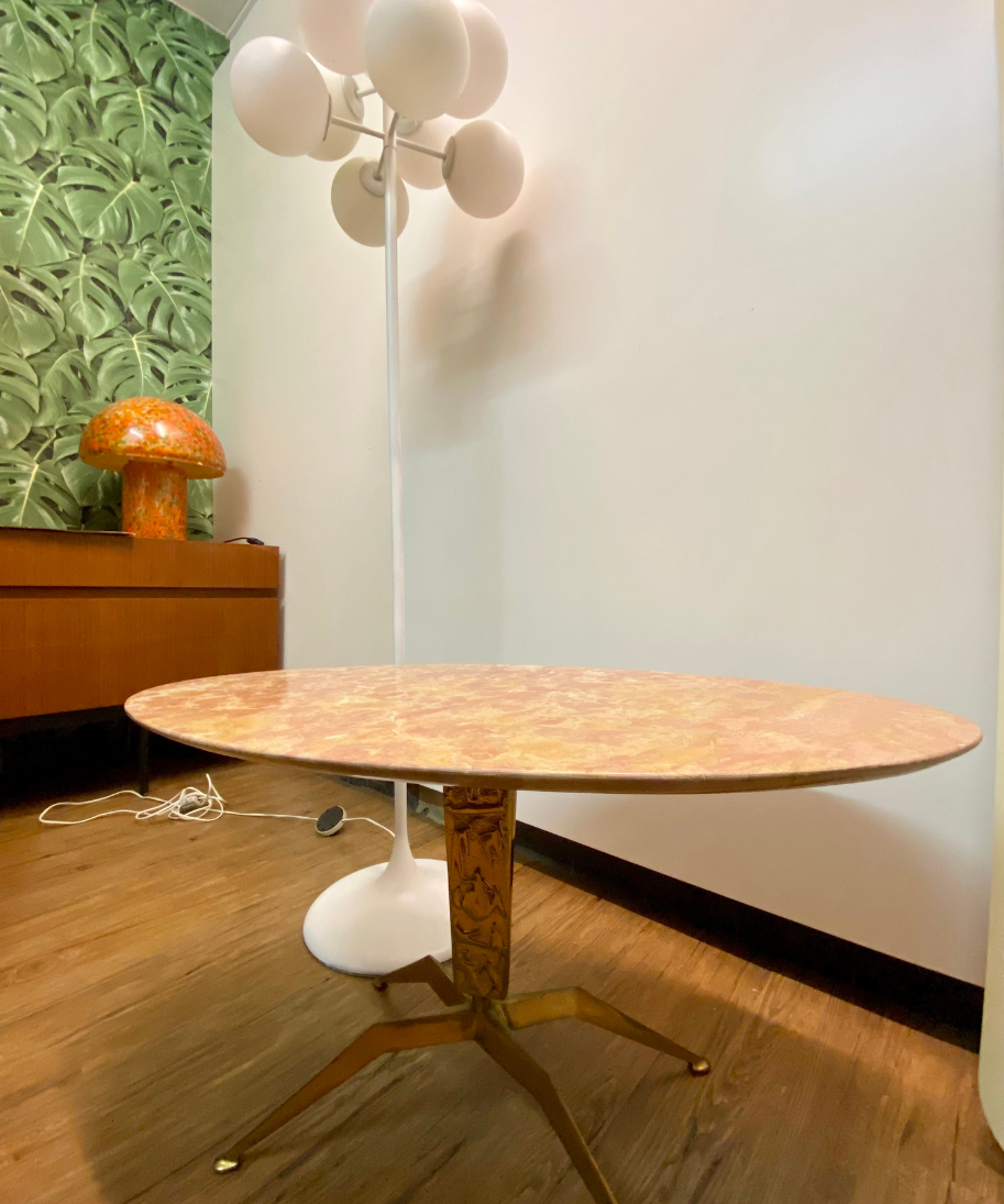 Brutalist_Console_Table_with_Pink_Marble_Top,_Mid_Century_Modern,_1960s,_Italy,_Designed_by_Duilio_Barnabé