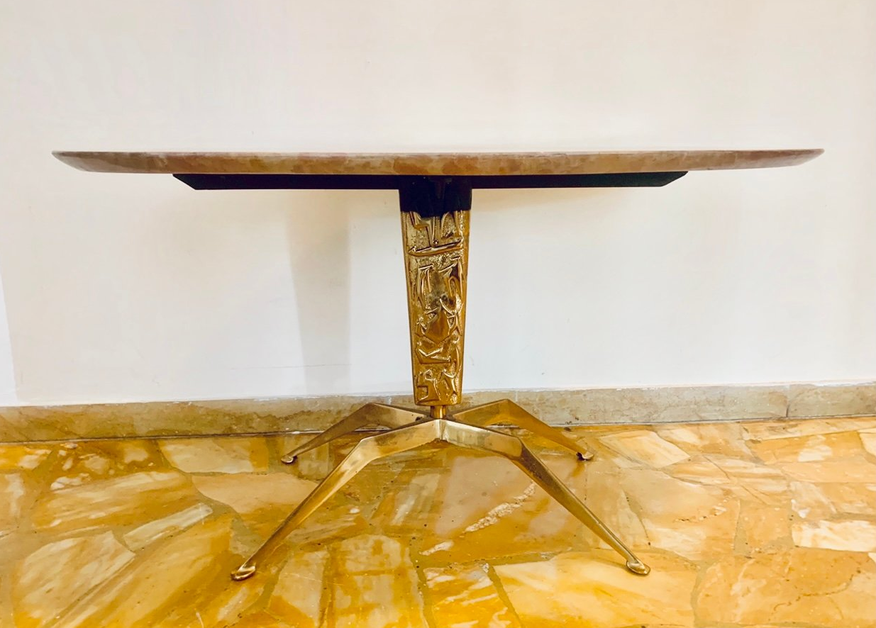 Brutalist_Console_Table_with_Pink_Marble_Top,_Mid_Century_Modern,_1960s,_Italy,_Designed_by_Duilio_Barnabé