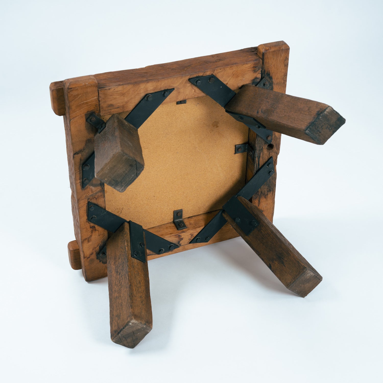 Rustic_Copper_Coffee_Table_with_Solid_Wood_Frame,_German_Mid_Century_Modern,_1970s