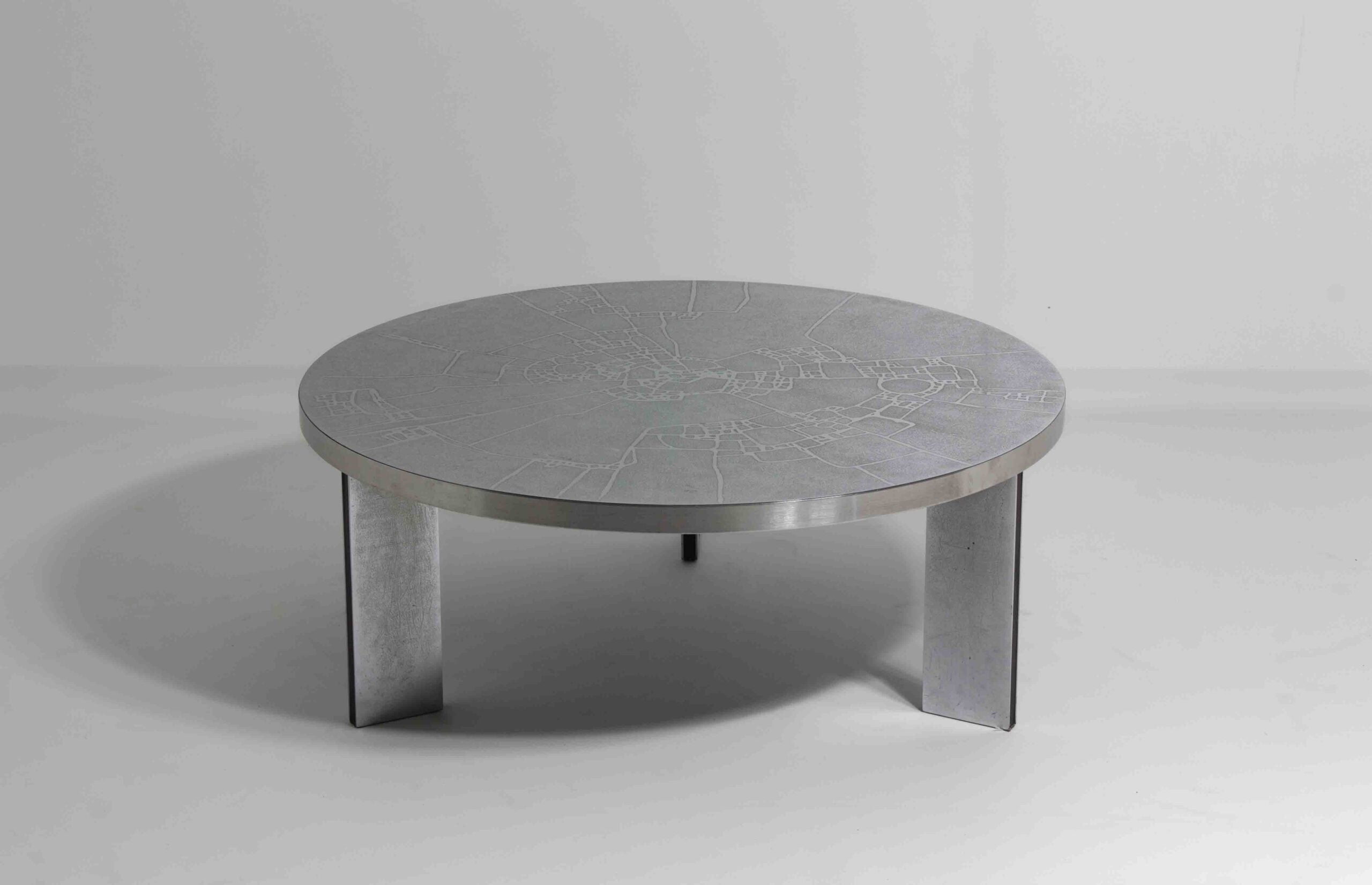 Brutalist_Etched_Chrome_Round_Coffee_Table_by_Heinz_Lilienthal,_1960s