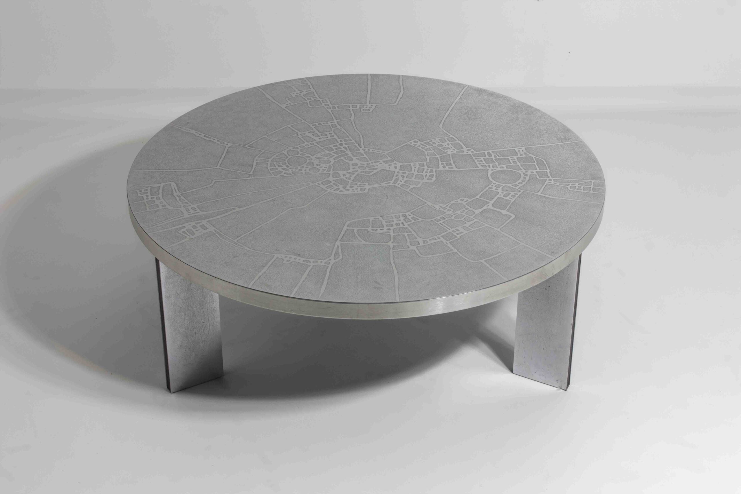 Brutalist_Etched_Chrome_Round_Coffee_Table_by_Heinz_Lilienthal,_1960s