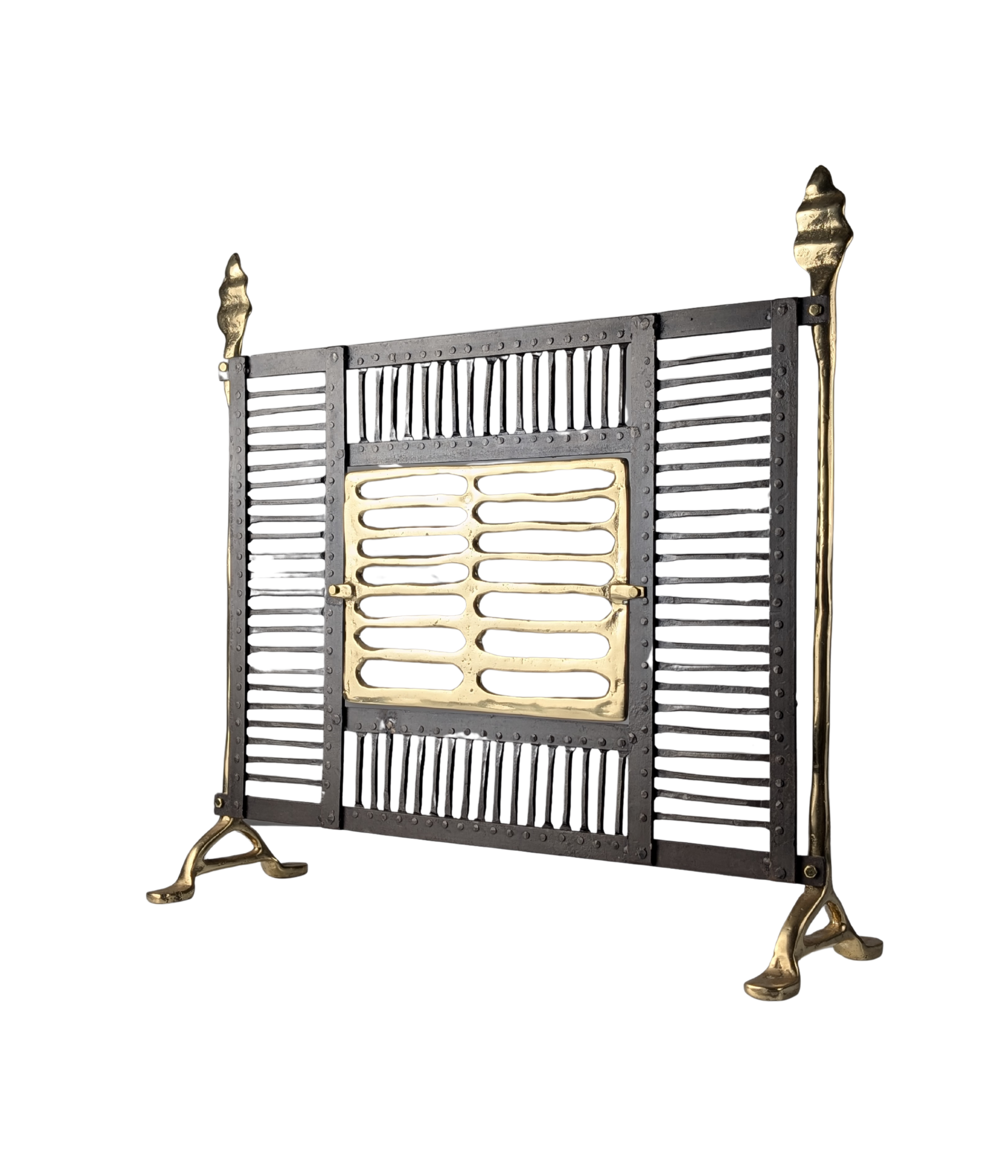 Brutalist_Fireplace_Screen_by_David_Marshall,_Wrought_Iron_and_Brass,_Spain,_1970s