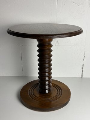 Brutalist_French_Wood_Turned_Wine_Press_Side_Table_in_the_style_of_Charles_Dudouyt,_1950s